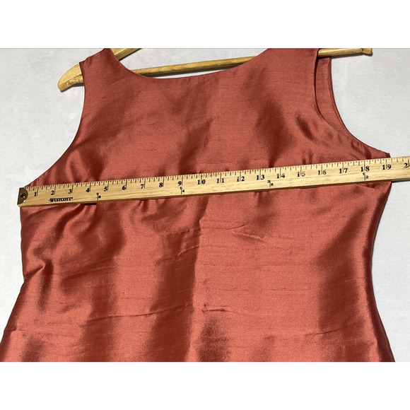 Talbots Silk Wool Shift Tank Dress 12 Petite Peach Rusty Shiny Cocktail Career - Picture 5 of 9